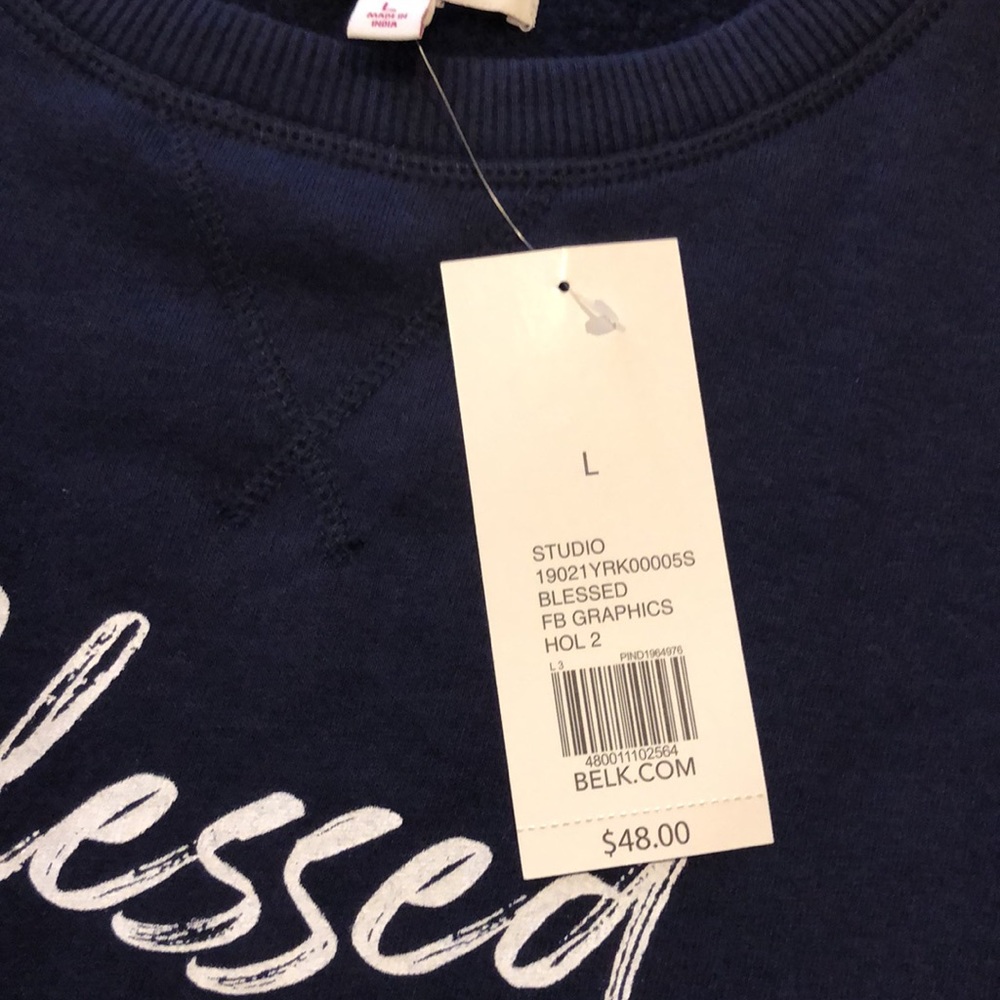 Blessed Navy Sweatshirt By New Directions Studio. New - Picture 9 of 13